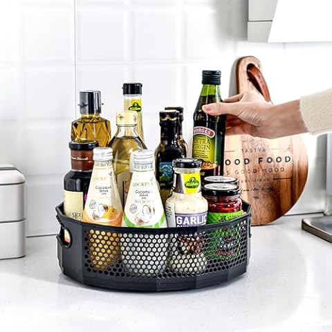 HAYSLAND Rotatable Lazy Susan Spice Rack Cover
