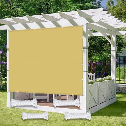 Voile d'ombrage imperméable 5x7m sable avec oeillets pour patio - 2
