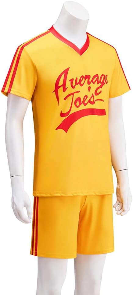 Men's Dodgeball Average Joe's Cosplay Costume Yellow Sports Jersey Shorts 2 Pieces Sweatsuits Tracksuit