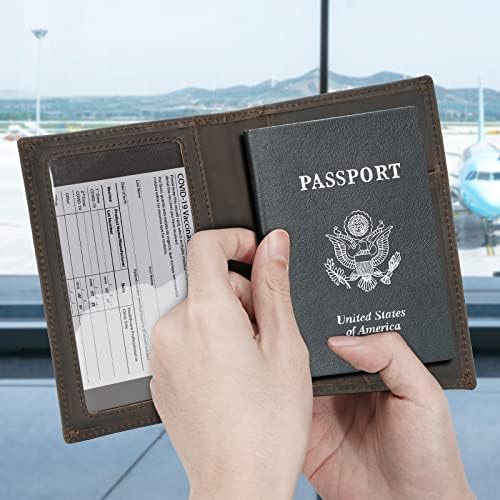 Polare Full Grain Leather Passport and Vaccine Card Holder Combo Passport Wallet Vaccination Cover Case with RFID Blocking for Men 2 Polare Full Grain Leather Passport and Vaccine Card Holder Combo Passport Wallet Vaccination Cover Case with RFID Blocking for Men