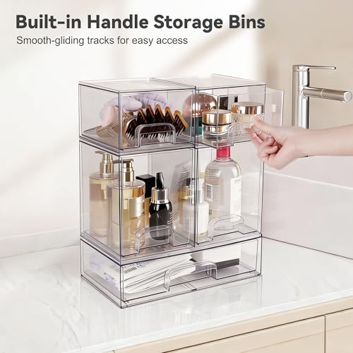 Hvygss-Clear-Stackable-Storage-Drawers-Countertop-Bottle-Organizer-5-Pack-Pull-Out-Drawers-Waterproof-Dustproof-Bpa-Free-Space-Saving-For-Vanity-Bathroom-Kitchen-Cabinet-Pantry
