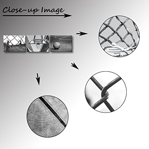 Klvos 3 Panels Black And White Wall Art Antique Basketball And Low Angle View Basketball Hoop Sport Canvas Art Modern Home Decor Framed For Boys Room Ready To Hang (12"X16"X3, Vintage Basketball) #TOP5