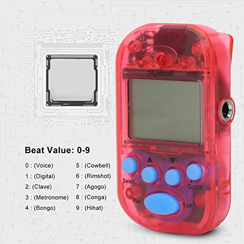 Mini Metronom, Clip-On Digital Beat Tempo Metronom für Klavier, Violine, Gitarre(Rot)