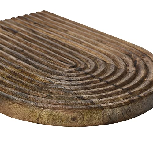 Tablero de Servir y Cortar Arco Tallado en Madera de Mango, Natural miniatura 3