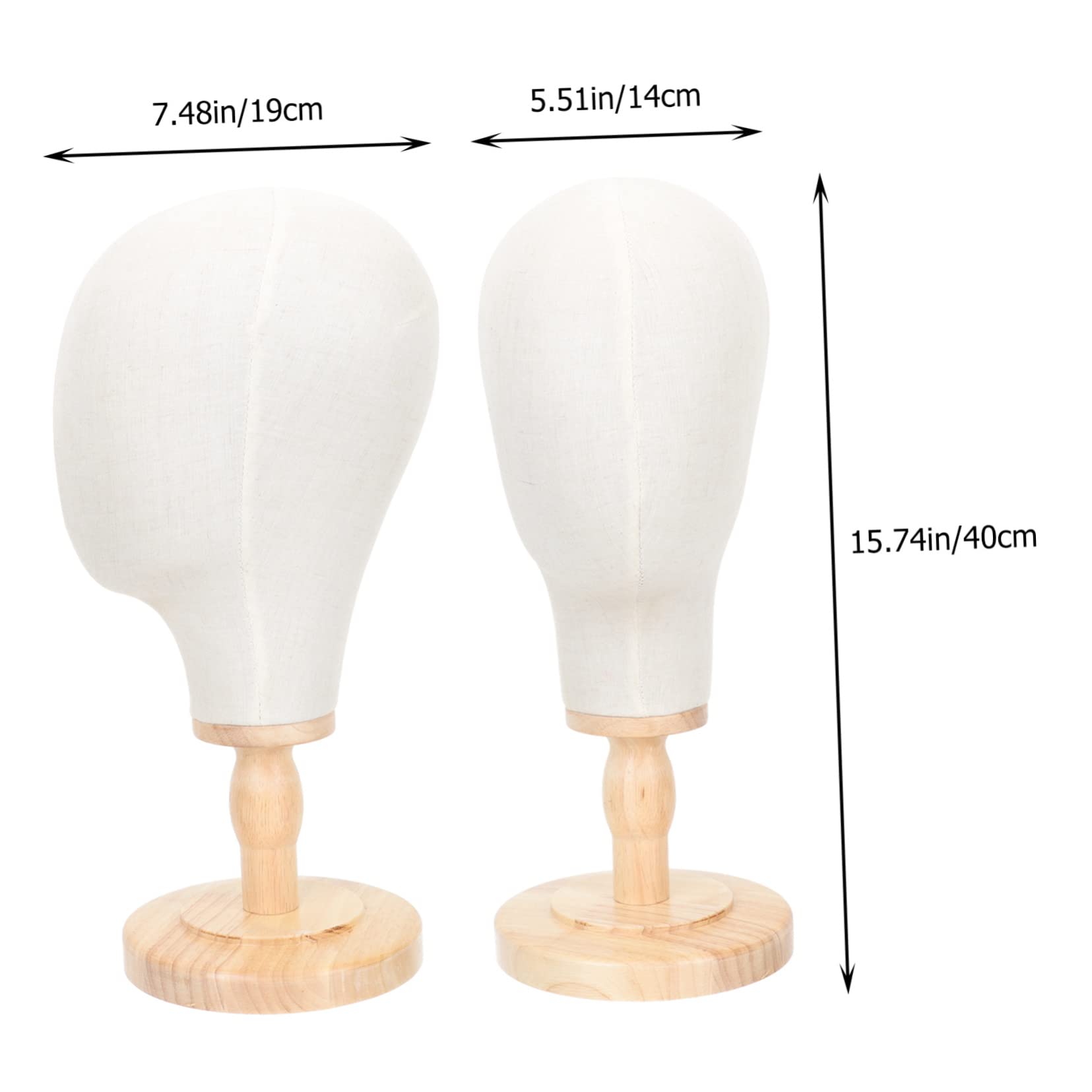 GLEAVI Tête de Mannequin en Lin Présentoir à Bijoux Base en Bois pour Perruques et Casquettes pour Salon de Coiffure ou Usage Domestique