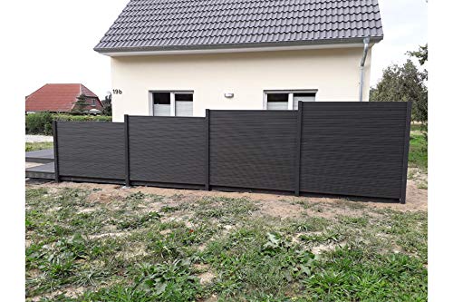 Muster WPC Zaun/Sichtschutz/Steckzaun, 20 x 150 mm, Einfaches Modulares Zaunsystem in anthrazit (Serie WoodoTexel) – Bild 4
