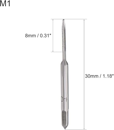 Miniatura 10 de uxcell Juego de 5 pares de roscado de mano métrica M1.2 Rosca 0.010 in paso cónico y enchufe Fresado Machos rectos Flautas de acero de alta velocidad