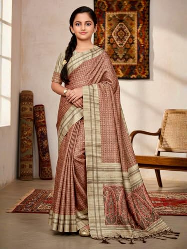 Image of AKHILAM Women's Shimmer Pashmina Silk Abstract Printed Saree With Unstitched Blouse Piece (BBABY7502 AI Parent)