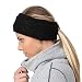 TrailHeads Ponytail Headband | Cable Knit Winter Ear Warmers | Fleece Ear Band for Women - Black