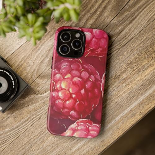 Coque iPhone 16 Pro Max rose rigide mate aquarelle framboises antichoc - 4