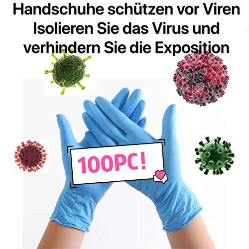 Preisvergleich Produktbild XuanhaFU 100 Packungen Latexhandschuhe wasserdichte Küchenhandschuhe blau, Gute Duktilität, guter Schutz (L, Blau)