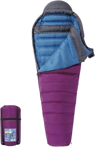 ARTEACO Outdoors FP800 - Saco de dormir hidrofóbico negro térmico 9010, relleno de plumón, senderismo, mochilero, camping, calentamiento inmediato,