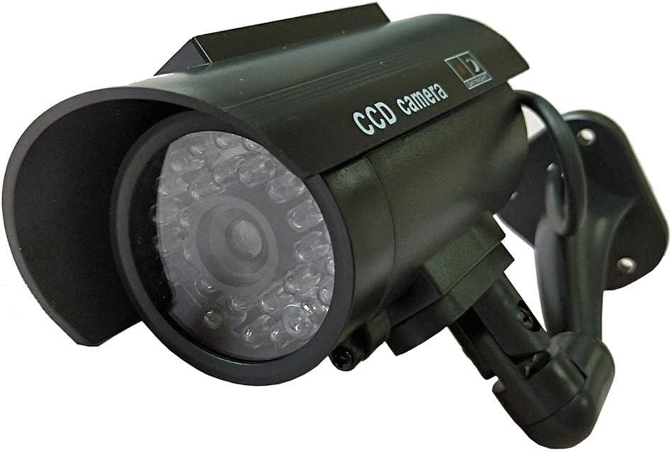 Telecamera di sicurezza finta a energia solare con simulazione LED realistica rossa lampeggiante e adesivo di sicurezza per interni ed esterni, confezione da 4