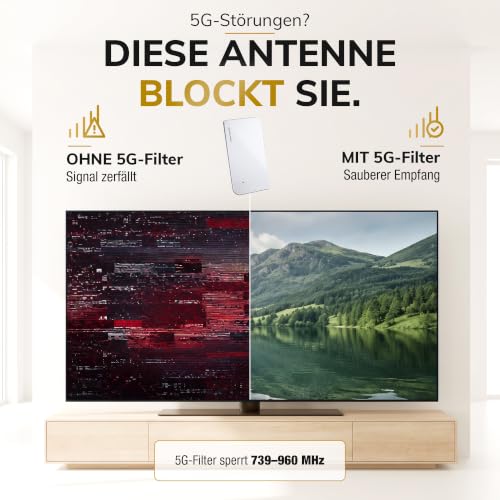 Oehlbach Scope Vision 5G DVB-T2 HD Antenne - Digitale Zimmerantenne - Aktiv DVB-T-Verstärker...