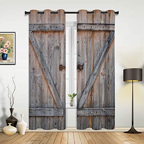 Invisiblewings Blackout Curtains 2 Panels For Bedroom Wood Gain Barn Door Room Darkening Thermal Insulated Grommet Window Treatment Curtains For Living Room 52X84Inchx2 #TOP1