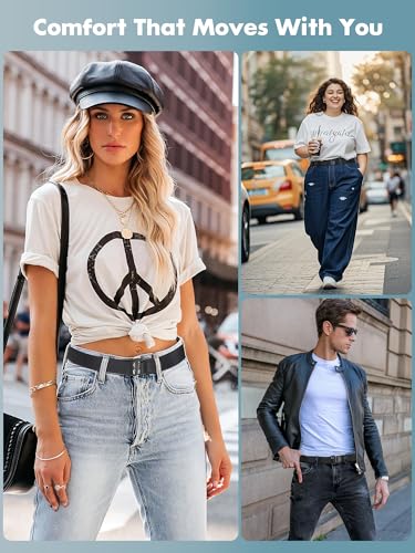 Black Elastic Belts for Women, High Stretch, Adjustable Women’s Belt 23-54 Inches – Comfortable Stretch Fabric3