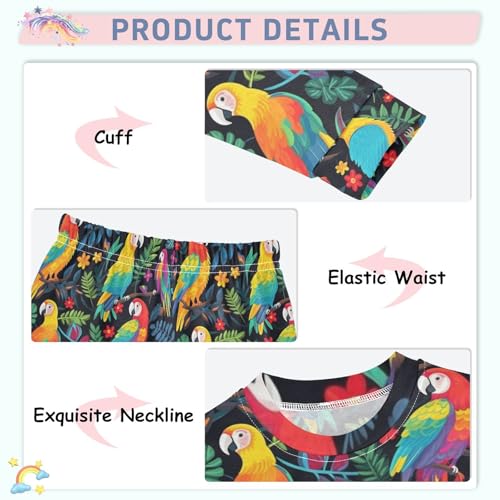 ALAZA Parrot on Trees Pajamas Set Snug-fit Long Sleeve Sleepwear,18 M4