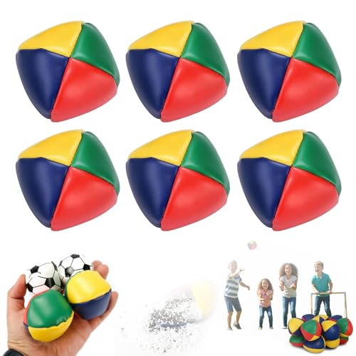 Juego de 6 pelotas de malabares para principiantes, sacos hechos a mano, bolsas de pies variadas mejoradas 2026 para adultos, listas para usar