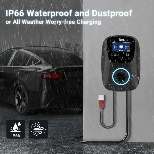 Tera Home Electric Vehicle EV Charger Level 2 UL Listed Cable with Cable Holder, Pure Copper Charging Cable, Support Vehicle's Scheduled Charging EVSE up to 32A 240V, Indoor Outdoor Model E2