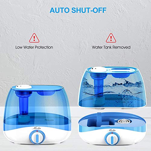 Mooka Humidifier for Bedrooms & Large Rooms, 5L (1.32Gal) Ultrasonic Cool Mist Humidifier for Babies, Lasts up to 50 Hours, Quiet Operation, Auto Shut-Off (BPA-Free)