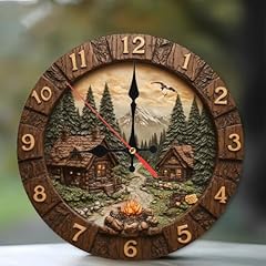 Lancholy Rustic Cabin Mountain Scene Wall Clock Wood Log Cabin Home Decor 10 Inch Wooden Wall Lancholy Rustic Cabin Mountain Scene Wall Clock Wood Log Cabin Home Decor 10 Inch Wooden Wall item
