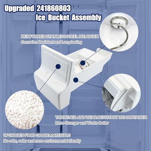 Upgraded 241860803, AP4300918 Ice Bucket Assembly Compatible with frigidaire, Kenmore, Gibson, Crosley, White-westinghouse Refrigerator etc, Replace 218842802, 240323813, 1376941, PS1991430 etc - Thumbnail 7
