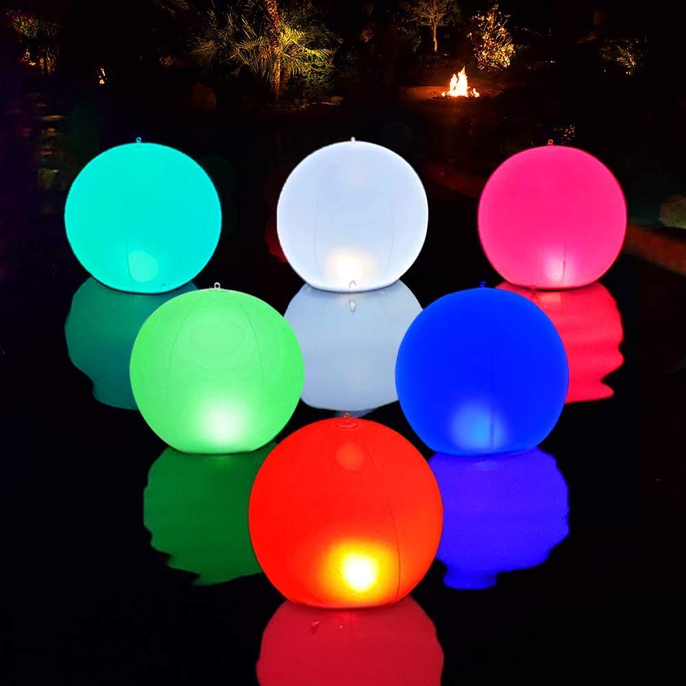 Solar LED Lights Inflatable, 14" Floating Pool Lights Waterproof 4 Color Changing Hangable Ball Light for Pond Pool Beach Wedding, Patio Decorative Night Light, Event Party as Mood Lights-1PC