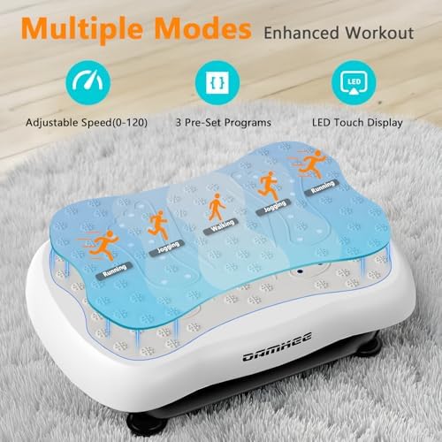 Vibration Plate Exercise Machine, Vibrating Equipment for Weight Loss and Lymphatic Drainage Massager, 3D Waver Exerciser for Fitness, Full Body Workout Shake Board with 120 Adjustable speeds 6