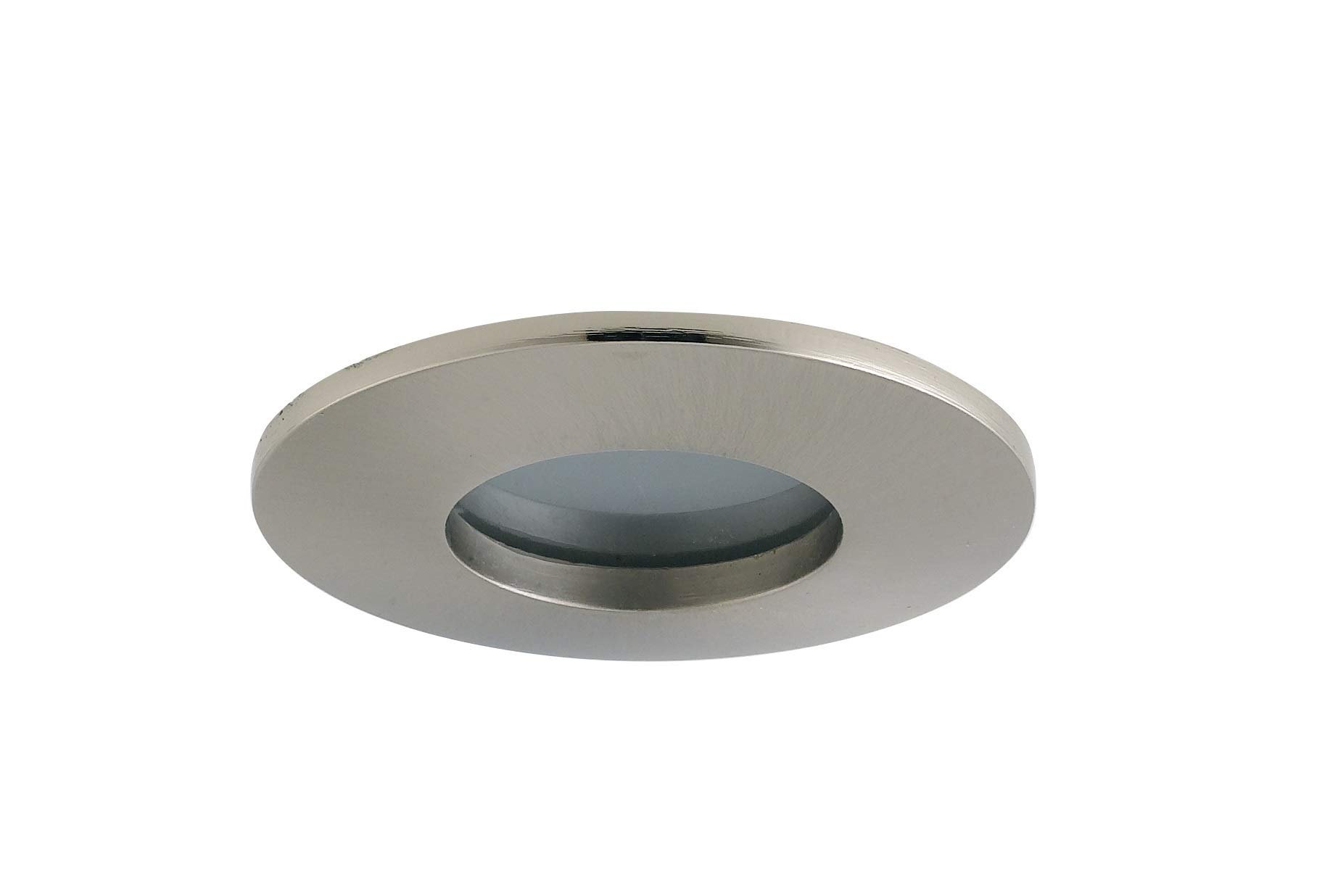 Spot Encastrable Plafond Rond étanche IP65 Pour Salle De Bain - Corps Métal Nickel, Douille GU10 Incluse, Garantie 5 Ans - Compatible Ampoule LED Max 7W - 9