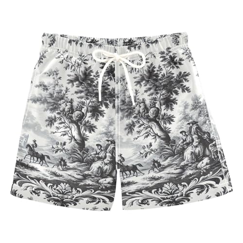 FLildon Vintage Tree Cowboys Little Boys Swim Trunks with Mesh Lining Quick Dry Beach Board Shorts, 3T