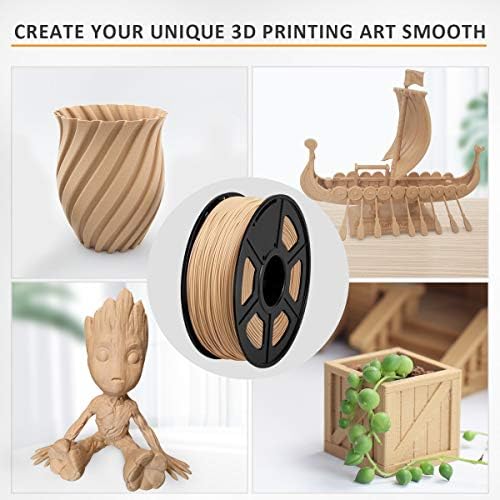 SUNLU Real Wood Filament 1.75mm, Low-Temp Wood Fiber PLA Filament 1.75 +/- 0.03 mm, 1kg/2.2lbs Spool for 3D Printing,Real Wood Sense