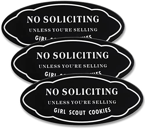 3Pcs 3X7 Acrylic Funny Small No Soliciting Signs Unless You are Selling Girl Scout Cookies Do Not Knock No Solicitor Front Door Yard Signs Weather Resistant-Perfect Size for House Door Business