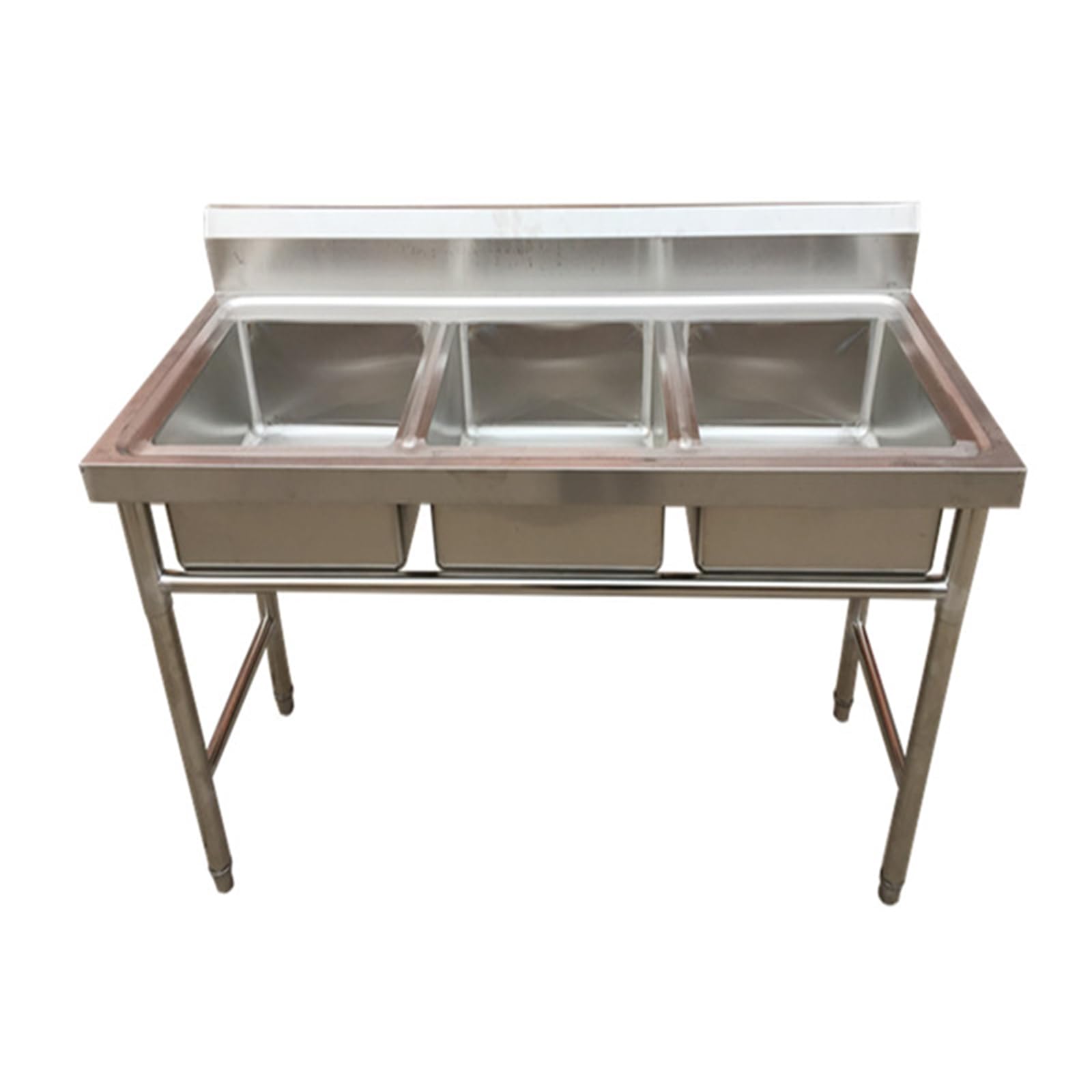 Lavello da Bar a 3 Scomparti in Acciaio Inox, autoportante, per Cucina Professionale, Ristorante, Lavanderia, Garage (120x60 cm/47,2x23,6 Pollici)