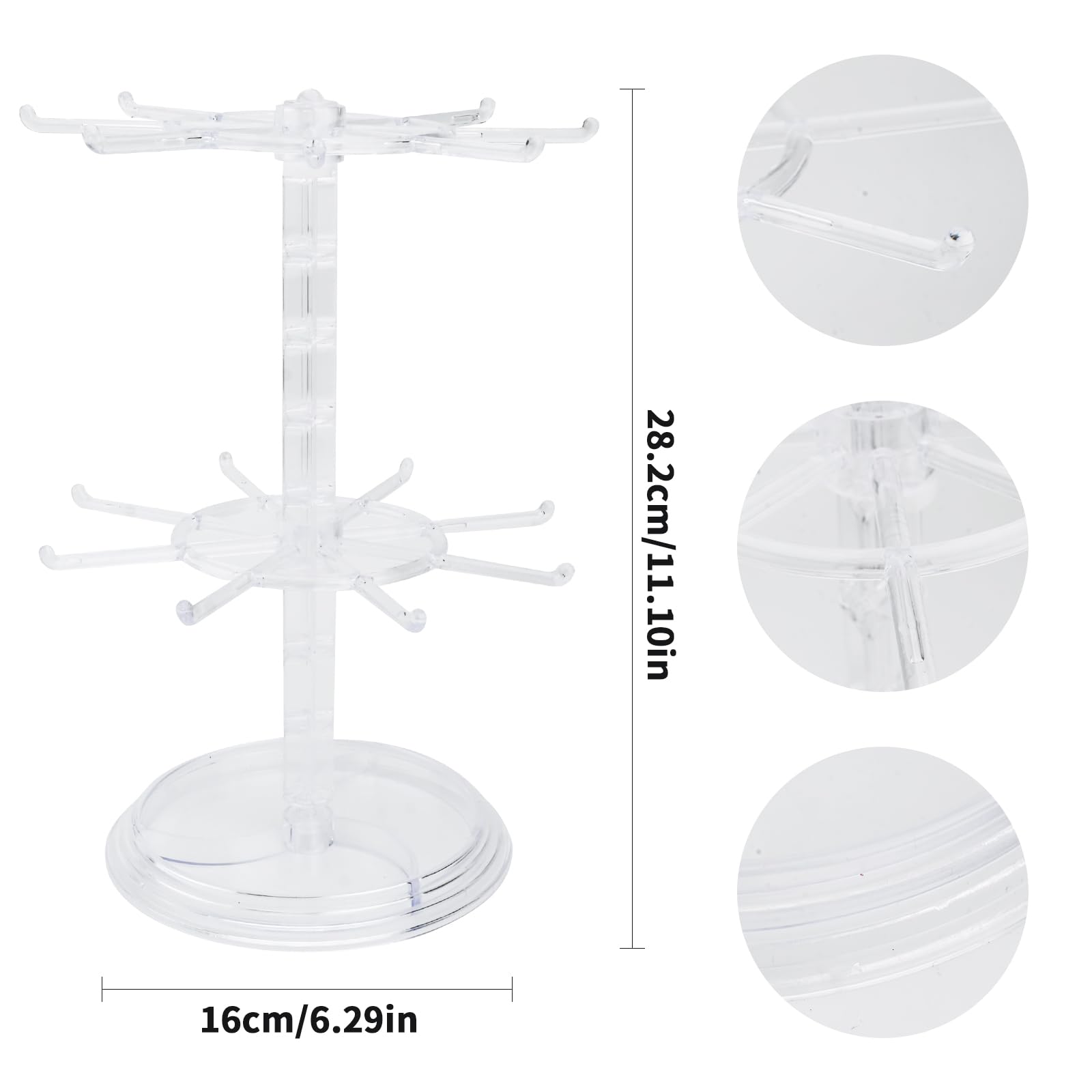 Espositore Gioielli Rotante A 2 Ripiani - Porta Orecchini, Collane E Bracciali, Trasparente - Foto 8