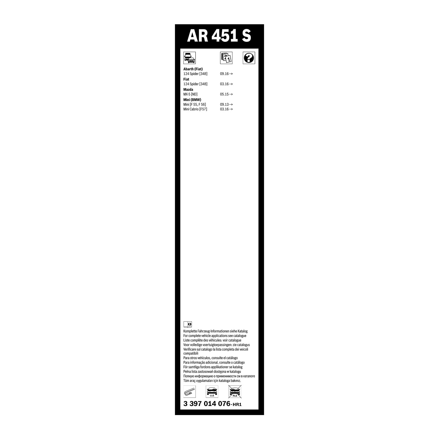 BOSCH Balai d'essuie-glace Aerotwin Retrofit AR451S avant 3397014076