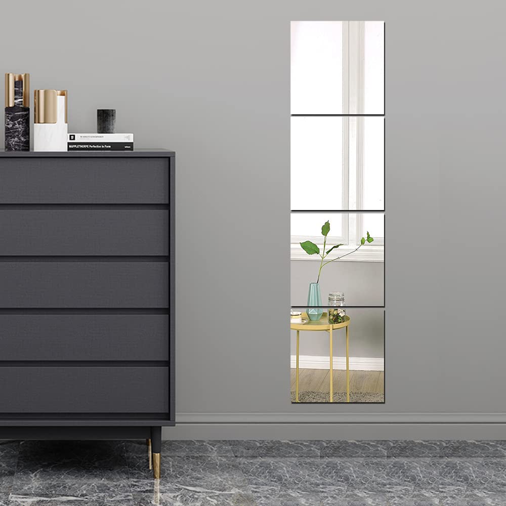 Buy Full Body Wall Mirrors, 4pcs 12"x12" Acrylic Plexiglass Mirror Wall