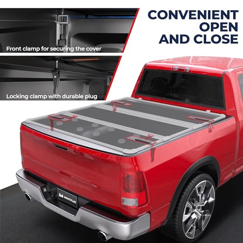 Image of MOSTPLUS 5.7ft Tri-Fold Hard Truck Bed Tonneau Cover Compatible with 2009-2026 Dodge Ram 1500 Fleetside Inclu. Classic & New Body(w /o Ram Box) (5.7 FT Bed) On Top-67.4 in