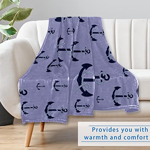 Jeté de lit à motif d'ancre nautique en textile premium