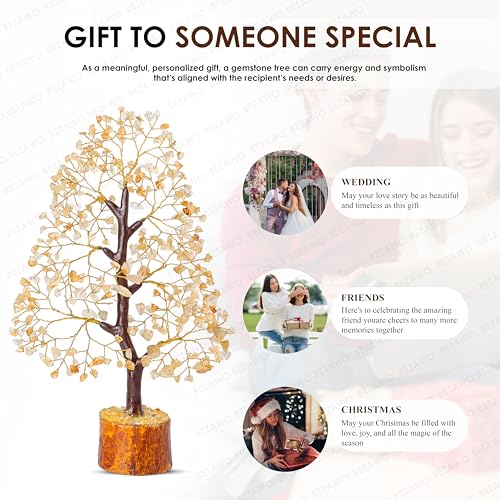 Image of Crocon Citrine Crystals Tree, Gifts, Birthday Gifts for Women 10-12 inch | Gift New Home Decor, Healing Crystals Spiritual Present, Mom Birthday Gift Her, Room Decor, Gemstones Money Tree Positivity
