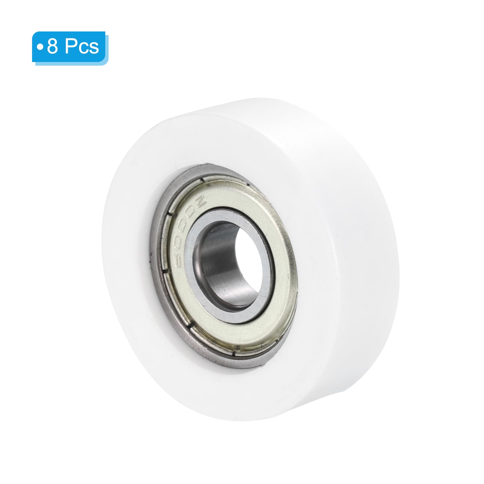 PATIKIL Nylon Pulley Wheel 10x38x12mm, 8 Pack 608zz Bearing Sliding Conveyor Roller Wheel for Door Window Drawer Hardware Driving Mechanical Equipment, White — Amazon image 3