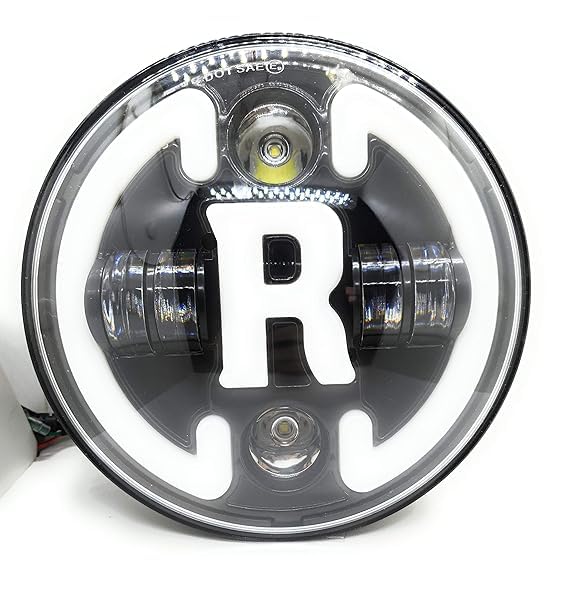 K.L. GOLD CABLES 7 INCh R Model ROUND HEADLIGHT WITH DRL AND HIGH/LOW BEAM AND DRL WITH INDICATOR FUNCTION COMPATIBLE WITH BULLET, CLASSIC 350, THAR,JEEP AND YAMAHA RX 100