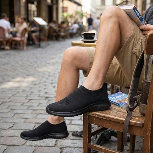 Image of TIOSEBON Men's Slip On Walking Shoes Arch Support Knit Mesh Lightweight Casual Comfortable Gym Workout Running Tennis Travel Standing Sneakers
