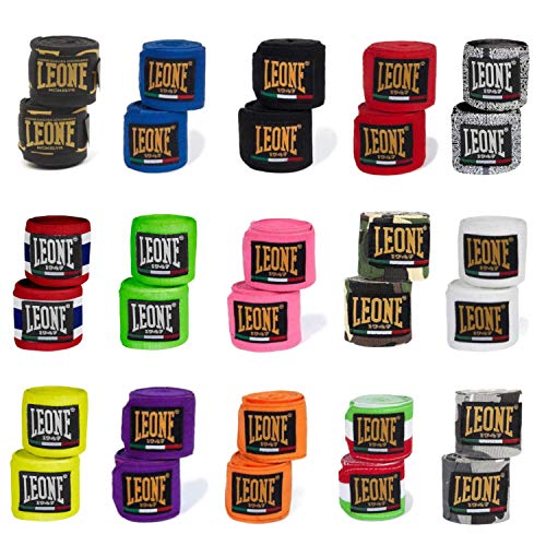 Leone1947 Handbandagen Teilelastisch 2,5m / 3,5m / 4,5m lang - Boxbandagen MMA Boxen Bandagen Wickelbandagen Boxen Muay Thai - Diverse Farben und Längen (Camo Grün, 3,50m)
