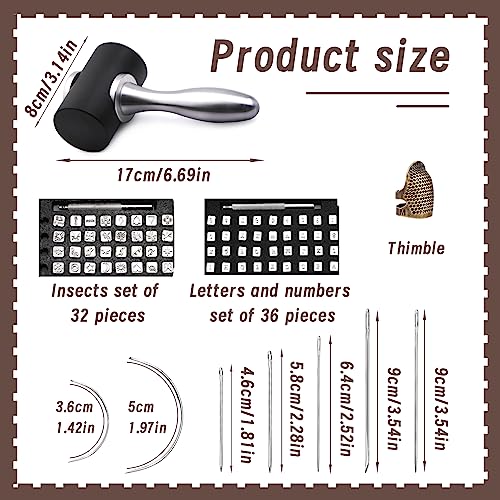 Tlkkue 73Pcs Leather Stamping Tools, Leather Craft Stamping Tools Kit With 68Pcs Capital Letters Number Pattern Stamps Hammer And Stamp Tools For Leather Belt Bag Wristband Diy Crafting Diy Project #TOP1