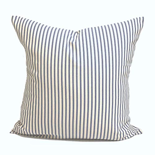 Toll2452 Housse de coussin à rayures Bleu marine et crème Cover