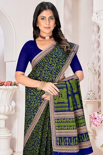 Image of TAMAIRA FASHION Mulmul Pure Cotton Saree For Woman Warli Printed |Office Wear Daily Wear Sarees For Women Without Blouse Piece(Available in 16 Colours)