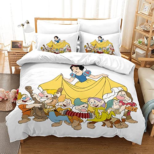 Juego de Funda nórdica Blancanieves Juego de Ropa de Cama con Estampado 3D Juego de 3 Piezas Funda...