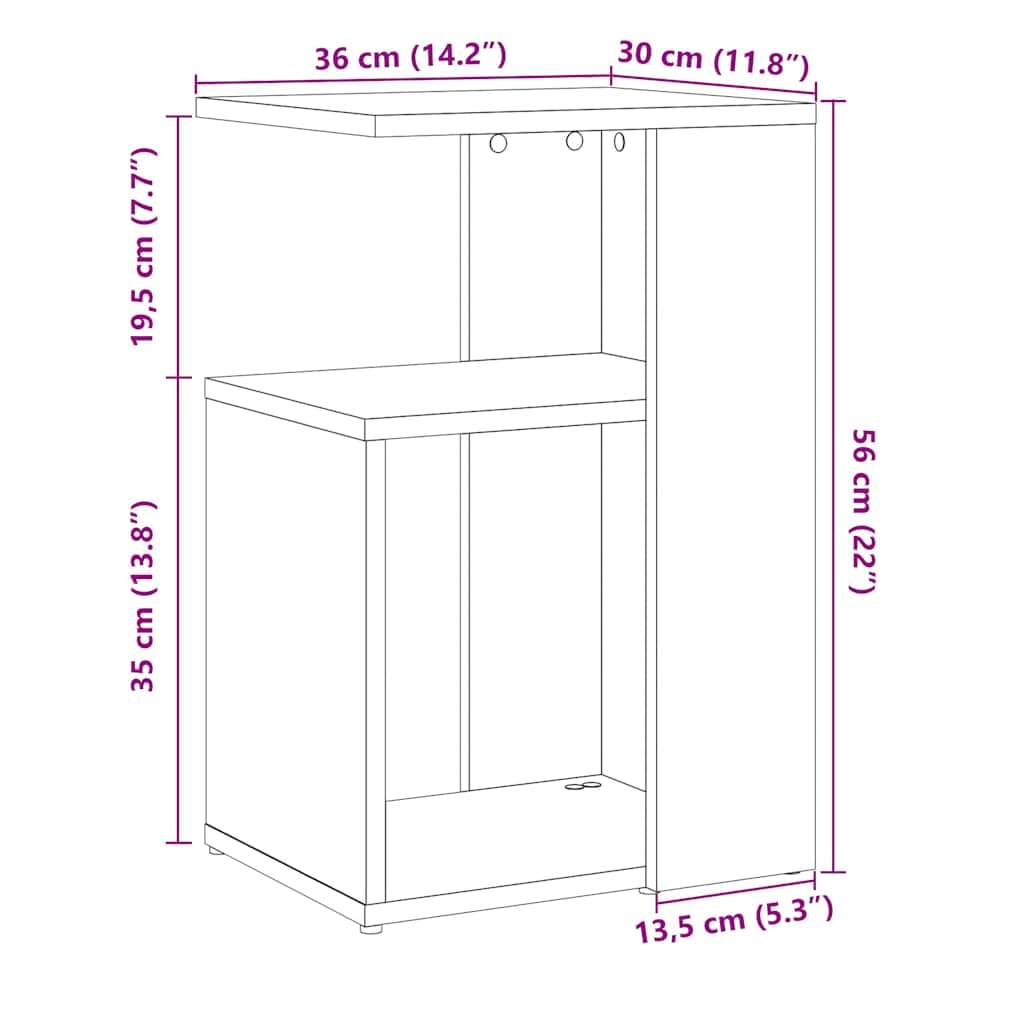 Mesa auxiliar de madera de roble Artisan, 36 x 30 x 56 cm, mesa de centro con estante, diseño moderno, resistente y fácil de limpiar, para salón, dormitorio, pasillo