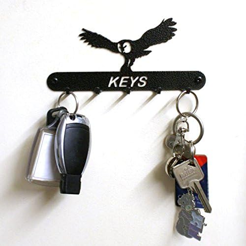 Leisure Traders Silhouette Black Solid Steel 5 Hook Key Holder - Available in 14 Designs (Owl)