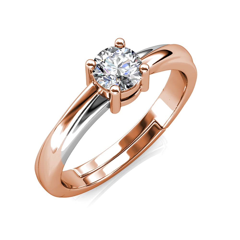 Anello Fidanzamentoda Donna in Argento Oro Rosa Massiccio 925 Solitario con Diamante Moissanite 0,6 ct